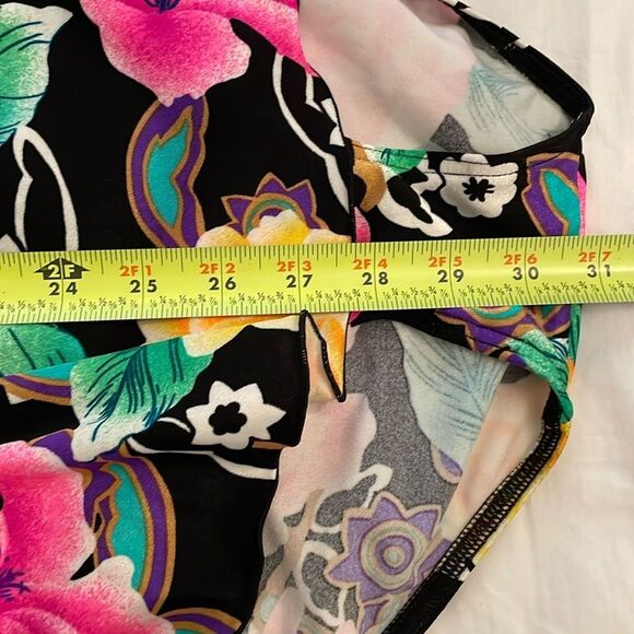 WonderBra by Christina Vintage Black Floral Swimsuit Womens Size 14 36BC Ruffle - Picture 7 of 12